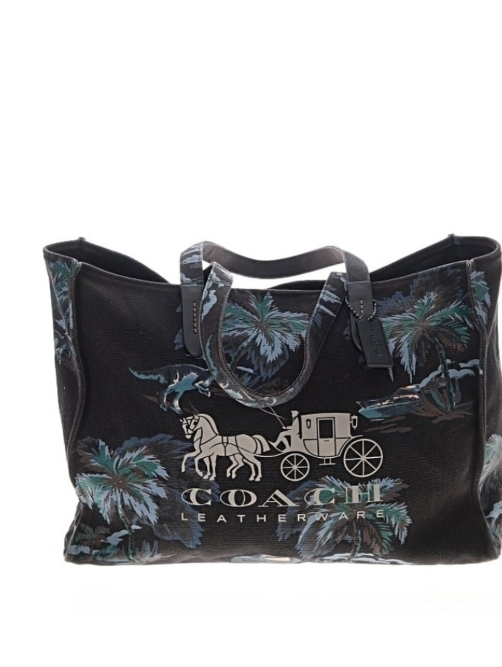 Coach Tote 42 with Horse and Carriage in Canvas with a Palm Tree Print